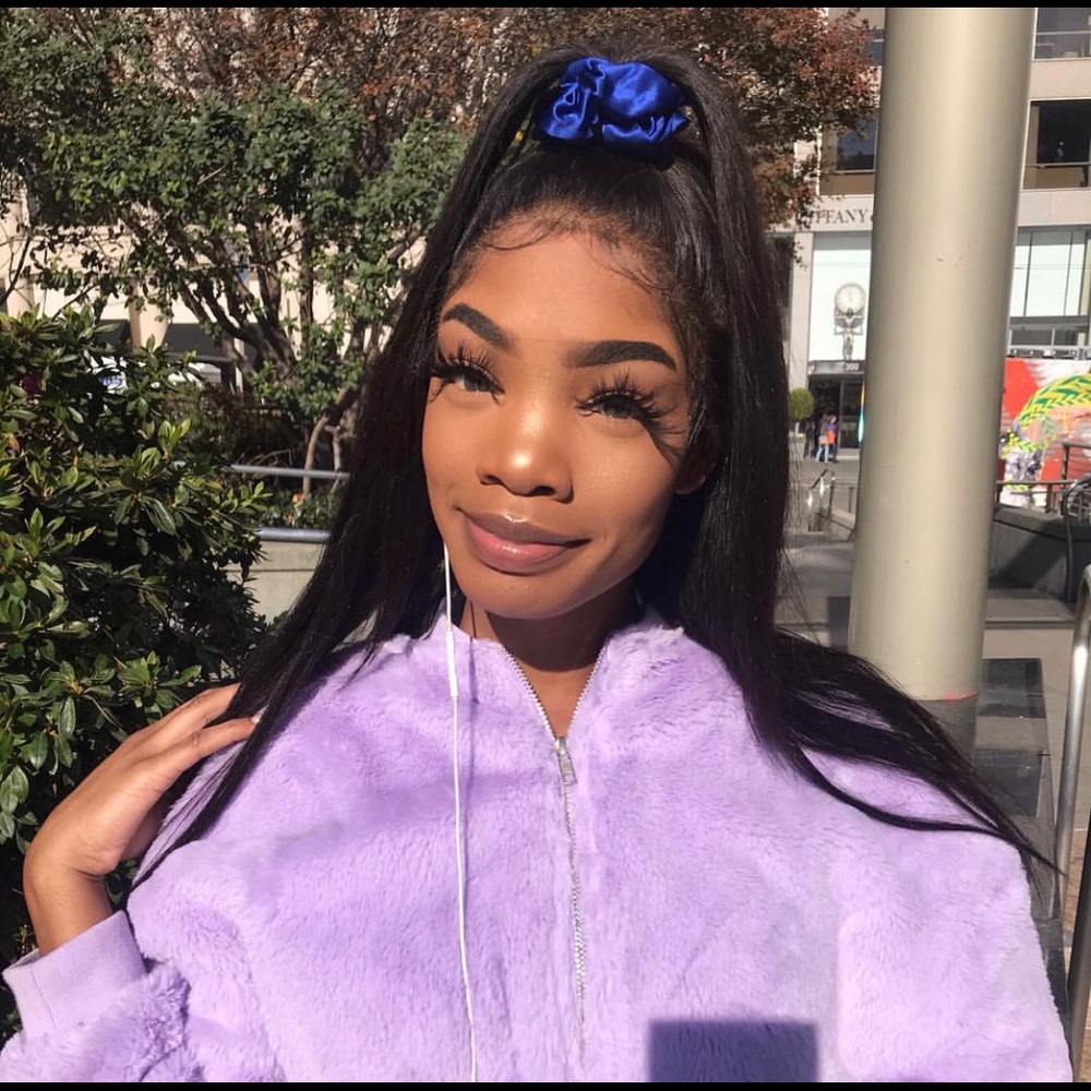 Purple fur coat